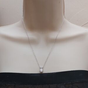 Vanna K Prong Set Dainty CZ Solitaire Pendant 925 Sterling Silver Necklace